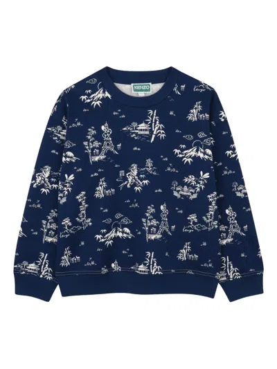 Kenzo Kids' Printed Sweatshirt In Blue