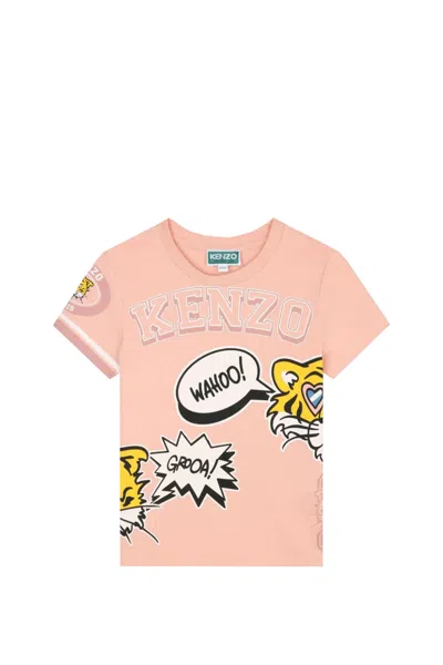 Kenzo Kids' Printed T-shirt In Rose