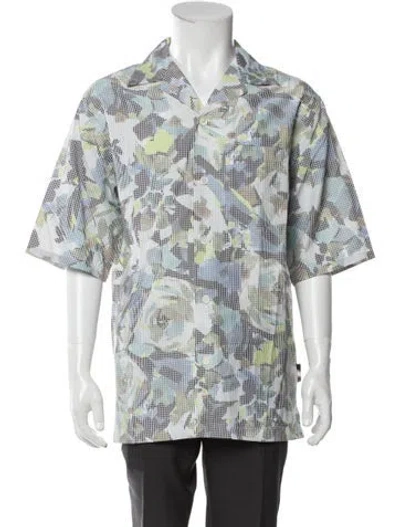 Pre-owned Kenzo Printed Three-quarter Sleeve Shirt In Blue