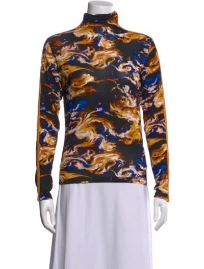 Pre-owned Kenzo Printed Turtleneck Top In Multicolor