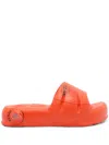 Kenzo Wide Strap Rubber Slide Mules In Red