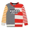 Kenzo Logo-patch Striped Cotton Jumper In Red
