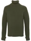 Kenzo High Turtleneck Embroidered Jumper In Green