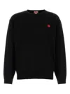 Kenzo Black Knit Jumper With Boke Flower Logo Patch On The Chest In Wool Man