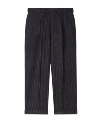 Kenzo Pure Wool Straight Pleated Tailored Pants In Black