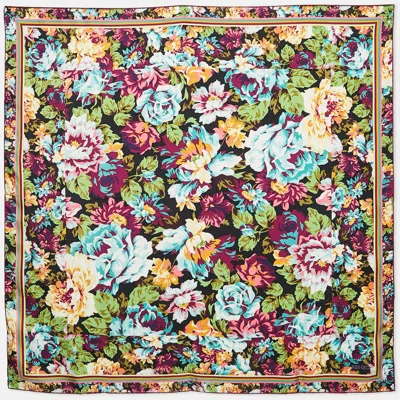 Pre-owned Kenzo Purple Floral Printed Silk Square Scarf