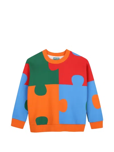 Kenzo Kids' Puzzle-print Sweatshirt In Orange