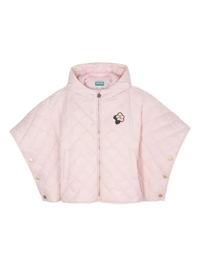 Kenzo Kids' Quilted Cape Jacket In Pink