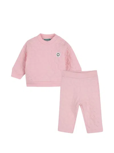 Kenzo Babies' Quilted Floral-pattern Tracksuit In Pink