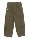 Kenzo Cotton Trousers With Quilted Pattern And Pockets In Green