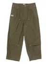 Kenzo Cotton Trousers With Quilted Pattern And Pockets In Green
