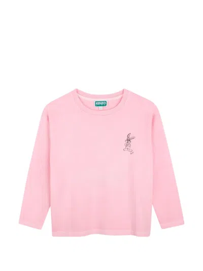 Kenzo Kids' Rabbit-print Long-sleeved T-shirt In Pink