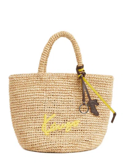Kenzo Raffia Bag In Beige