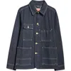 Kenzo Railroad Stripe Relaxed Workwear Jacket In Rinse Blue Denim