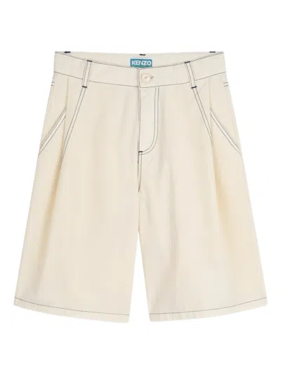 Kenzo Kids' Rear-print Bermuda Shorts In Brown