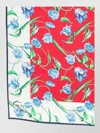 Kenzo Rectangular Lightweight Scarf Floral Pattern Design In Red