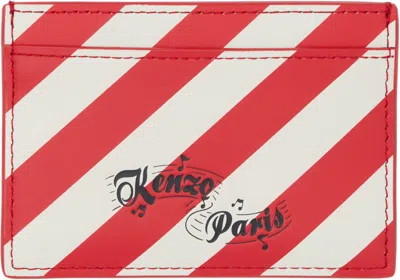 Kenzo Red & Off-white  Paris Striped Card Holder