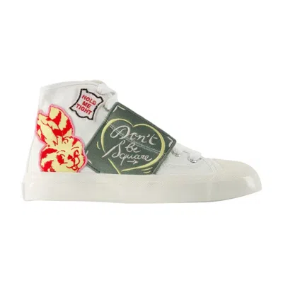 Kenzo Red Cotton Sneakers In Multi