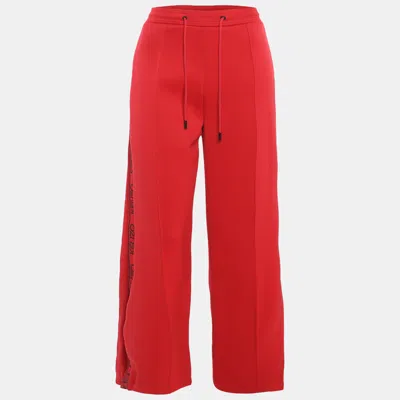 Pre-owned Kenzo Red Jersey Logo Stripe Panel Track Pants M