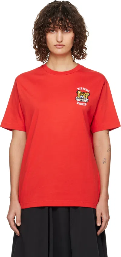 Kenzo Red  Paris Verdy Edition Embroidered T-shirt In 16 Deep Orange