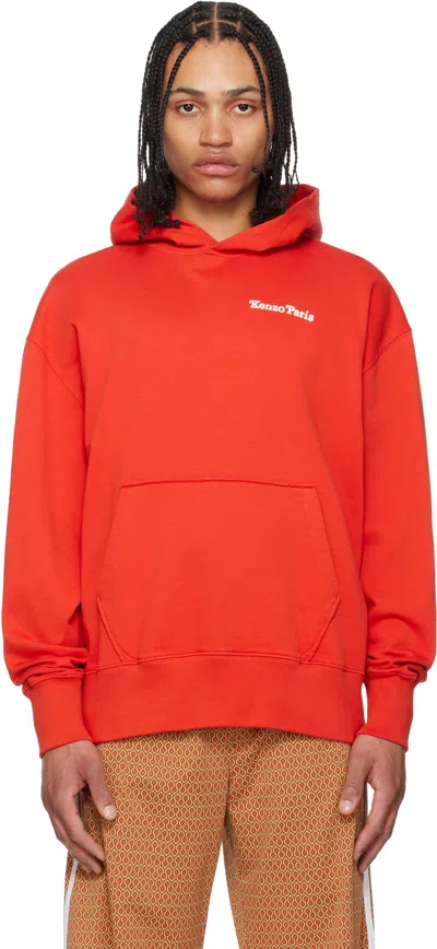 Kenzo Red  Paris Verdy Edition Oversized Hoodie In Deep Orange