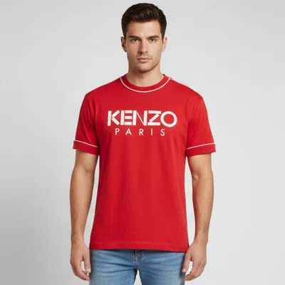 Pre-owned Kenzo Red Logo Graphic Jersey Crew Neck T-shirt M