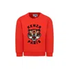 Kenzo Tiger Head-embroidered Sweatshirt In Red
