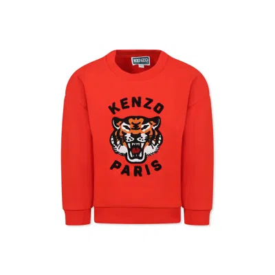 KENZO RED SWEATSHIRT FOR KIDS WITH LUCKY TIGER