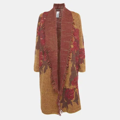 Pre-owned Kenzo Red Wool And Lurex Fringed Cardigan S