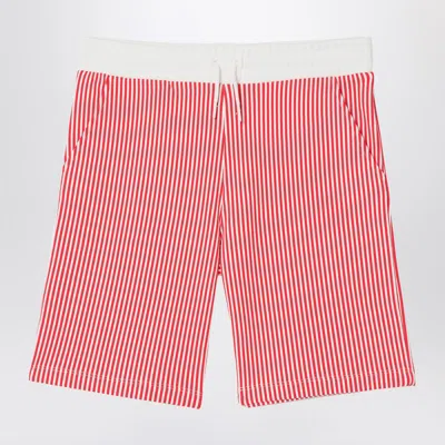 Kenzo Red/white Striped Bermuda Shorts In Cotton