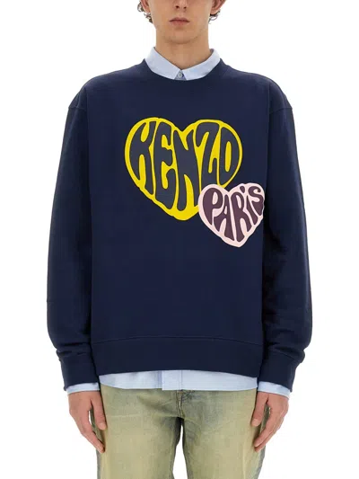 Kenzo Regular Fit Sweatshirt With Logo In Blue