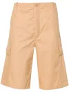 Kenzo Men's Cotton Ripstop Texture Logo Patch Shorts In Brown