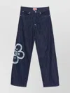 Kenzo Relaxed Fit Pinstripe Floral Trousers In Blue