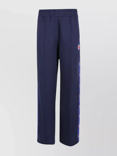 Kenzo Relaxed Fit Stripe Detail Trousers In Blue