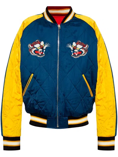 Kenzo Star Tiger Souvenir Bomber Jacket In Yellow
