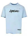Kenzo Logo Printed Reversible Crewneck T-shirt In Blue
