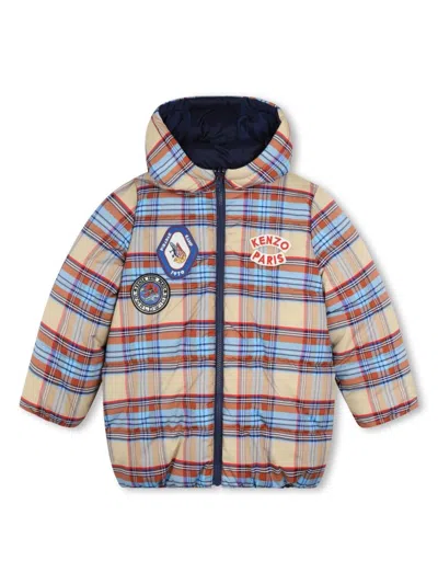 Kenzo Kids' Reversible Hooded Puffer Jacket In Multicolor