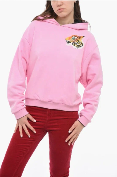 Kenzo Reversible Hoodie Sweatshirt With Oversized Fit In Pink