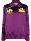 Kenzo Reversible Jacket With Striking Floral Boke Pattern In Purple