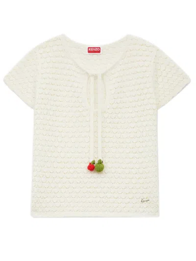 Kenzo Appel Pop Crochet Reversible Cotton Top In Neutral