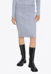Kenzo Rib Knit Zipped Midi Skirt In Gray