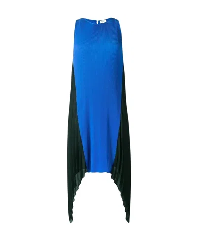 Kenzo Ribbed Asymmetric Dress In Blue