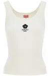 Kenzo Ribbed Knit Tank Top With Spaghetti Straps In White