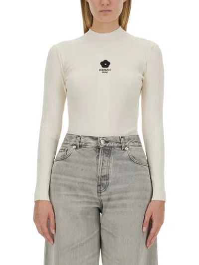 Kenzo Ribbed Slim-fit Jersey In White