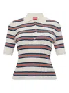 Kenzo Ribbed Striped Polo Top In Multi