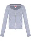 Kenzo Rib Zip-up Hoodie In Grey