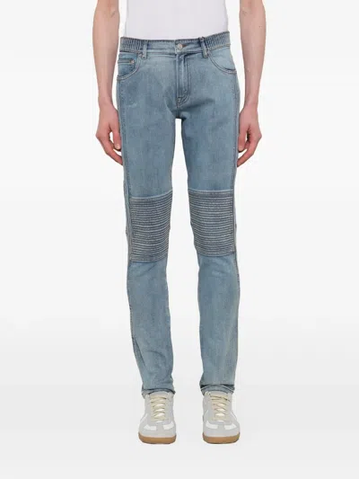 Kenzo Ribbed-panel Slim-fit Jeans In Blue