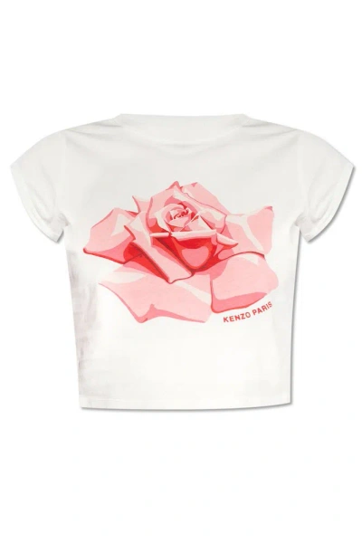 Kenzo Rose Baby Fit T In Off White