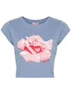 Kenzo Rose Cropped T-shirt In Blue