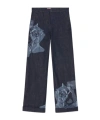 Kenzo Rose Patterned Jeans Pants In Blue
